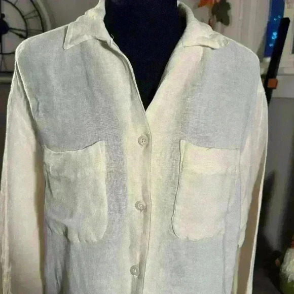 Banana Republic Linen Blend Button Down Tops Small G03 - Picture 5 of 7